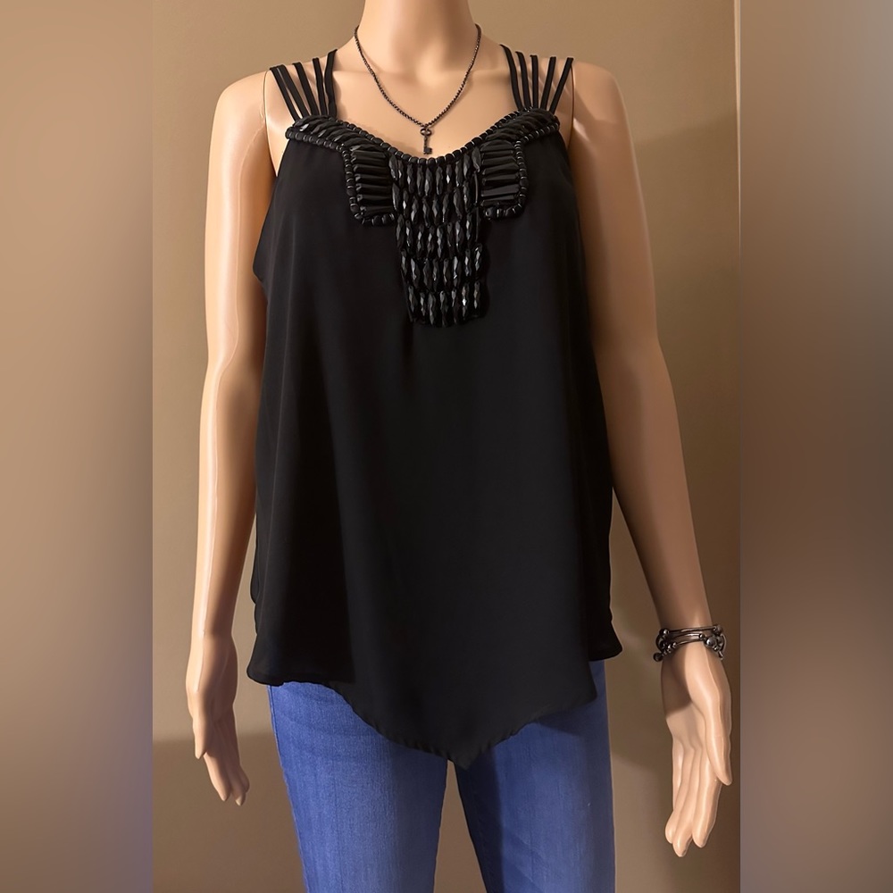 XOXO Black Beaded Top Size M